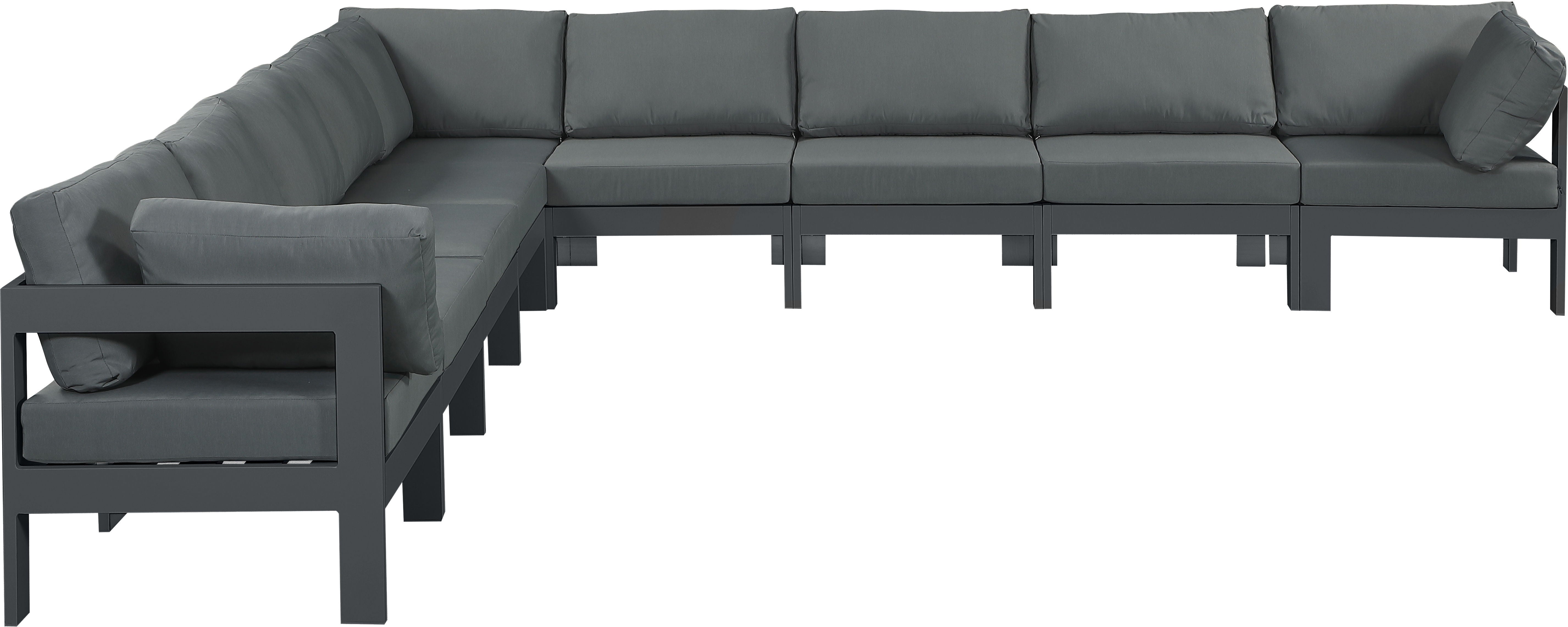 Nizuc - Outdoor Patio Modular Sectional 9 Piece - Grey - Modern & Contemporary - Premium Stationary Sectionals from Meridian Furniture - Just $8062.50! Shop now at brett interiors