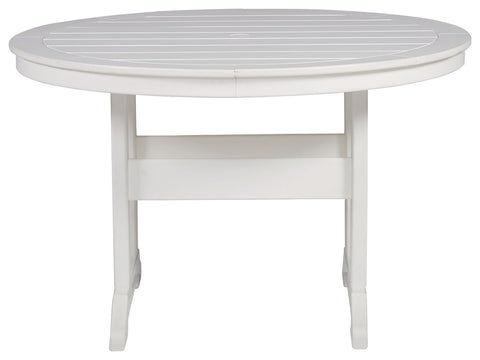 Crescent Luxe - White - Round Dining Table W/Umb Opt - Premium Dining Tables from Signature Design by Ashley® - Just $744.98! Shop now at brett interiors