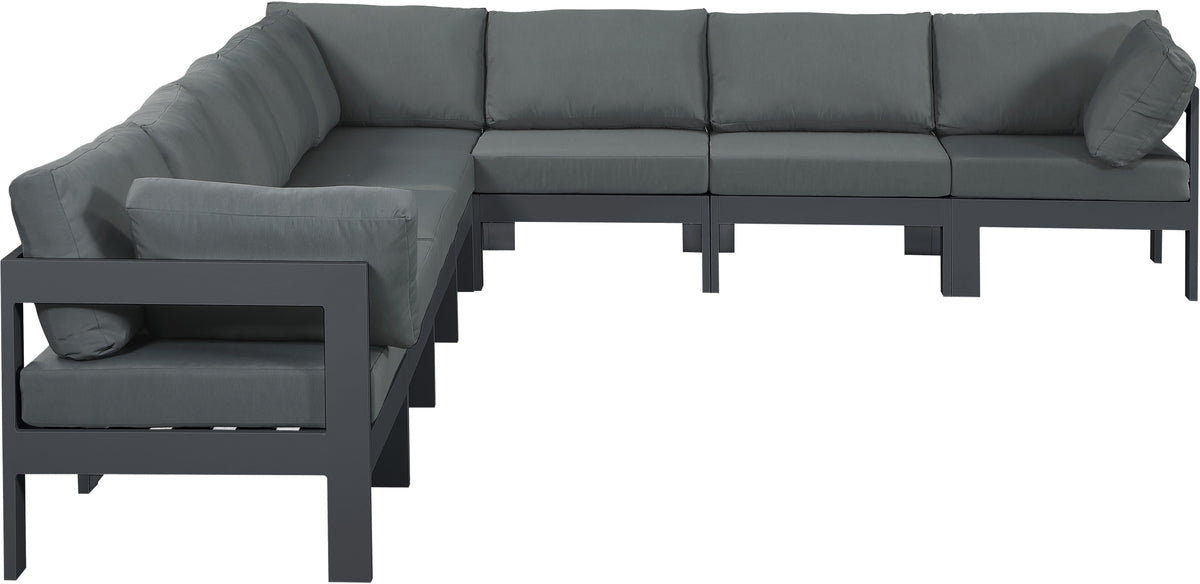 Nizuc - Outdoor Patio Modular Sectional 8 Piece - Grey - Fabric - Modern & Contemporary - Premium Stationary Sectionals from Meridian Furniture - Just $7200! Shop now at brett interiors