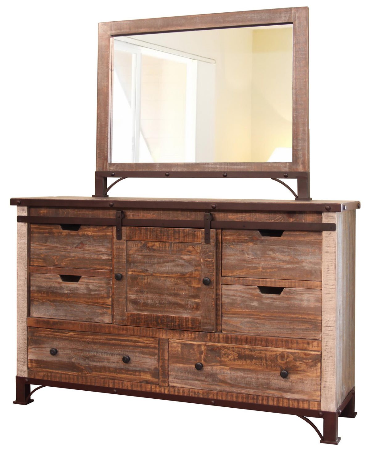 Antique - Dresser With 6 Drawer / 1 Door - Multicolor - Premium Dressers from International Furniture Direct - Just $1137.50! Shop now at brett interiors