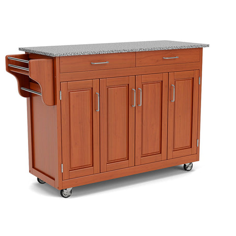 Create-A-Cart - 4 Doors Kitchen Cart - Gray Granite Top - Premium Islands & Carts from Homestyles - Just $1834.98! Shop now at brett interiors