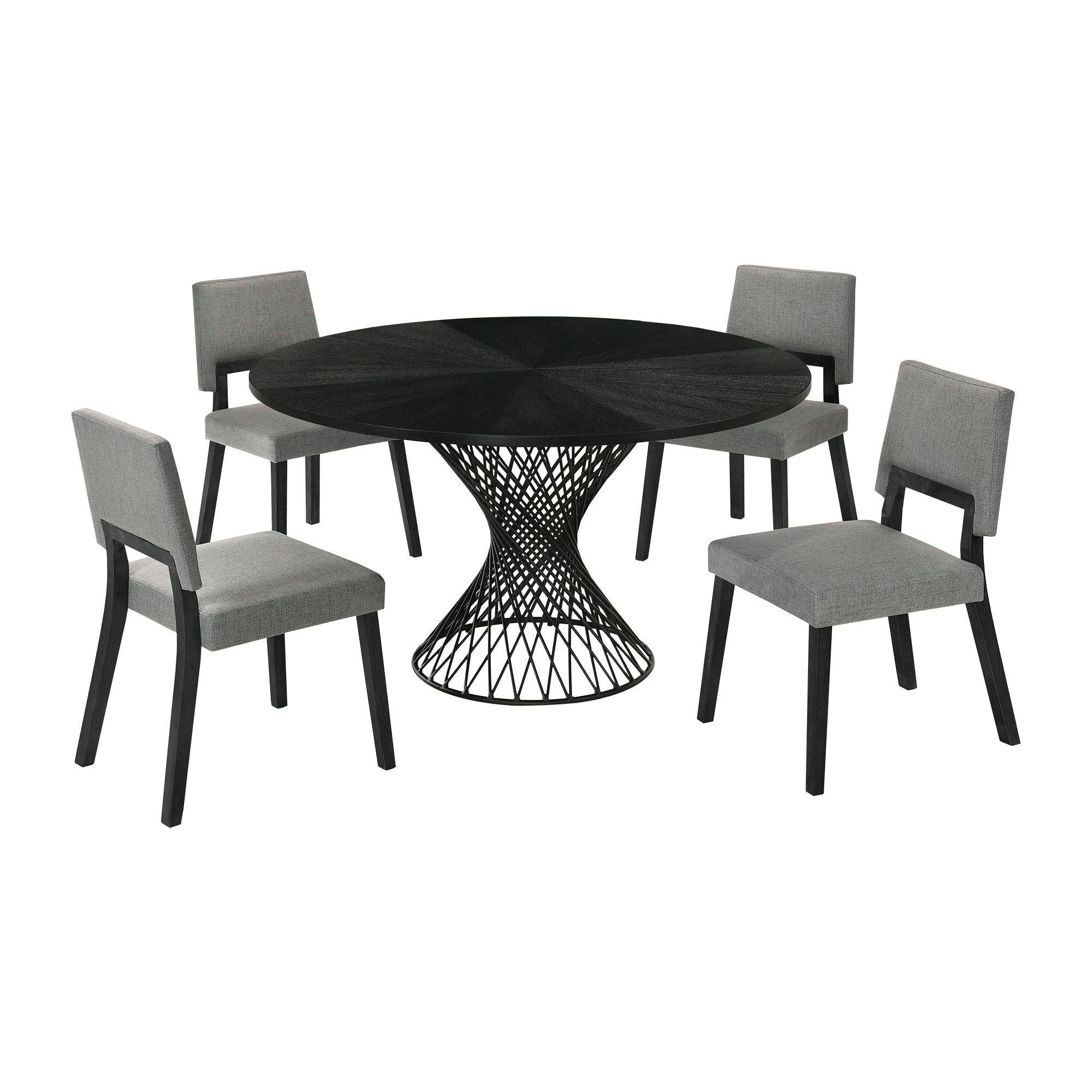 Cirque Channell - 5 Piece Black Wood Dining Table Set - Charcoal - Premium 5 Piece Dining Room Sets from Armen Living - Just $1782.50! Shop now at brett interiors