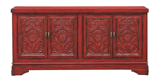 Rogan - Four Door Credenza - Soladet Vintage Red - Premium Credenzas from Coast2Coast Home - Just $3712.50! Shop now at brett interiors