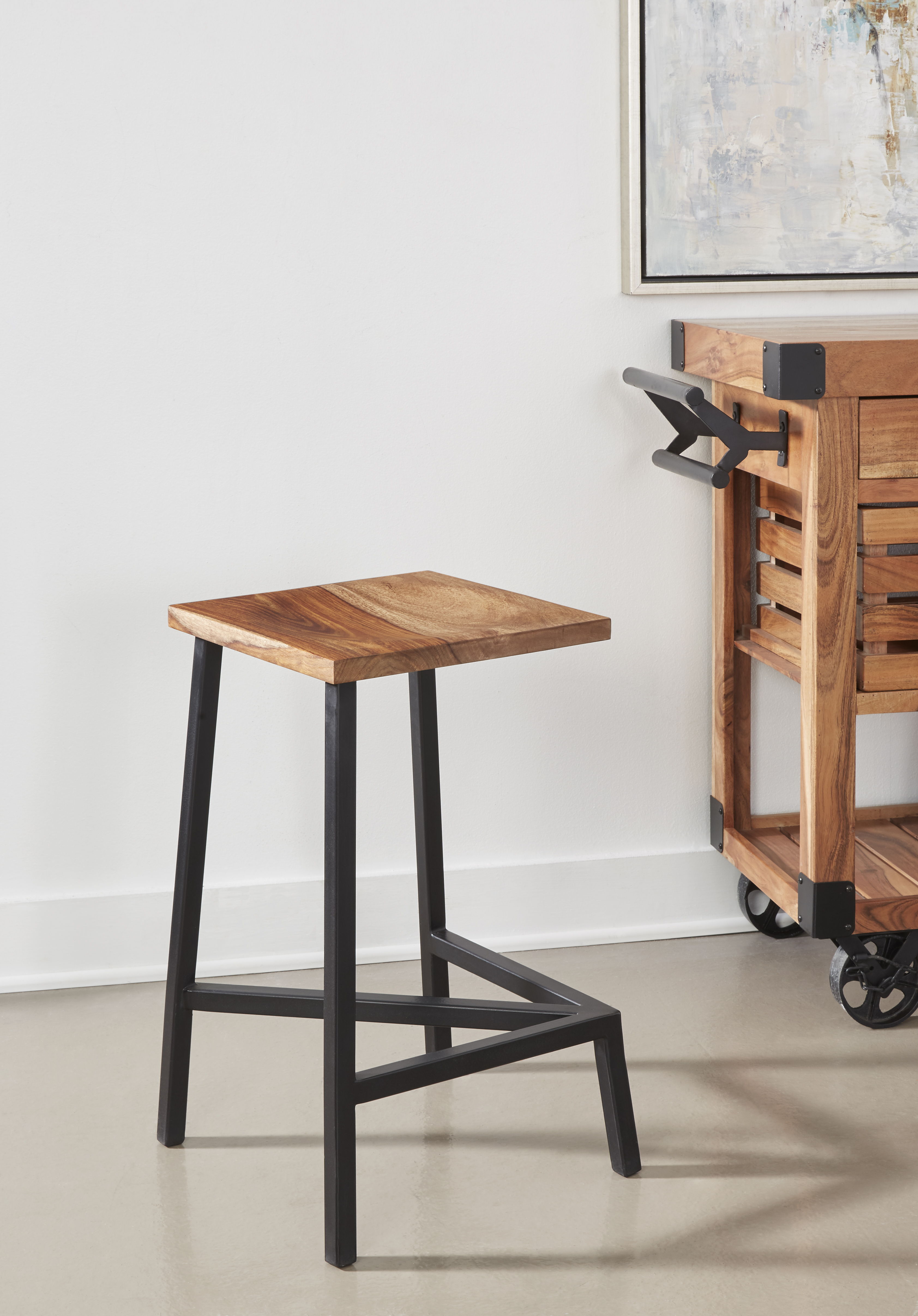 Hill Crest - 24" Solid Wood and Iron Counter Height Barstools (Set of 2) - Black - Premium Stool Sets from Coast2Coast Home - Just $1155! Shop now at brett interiors