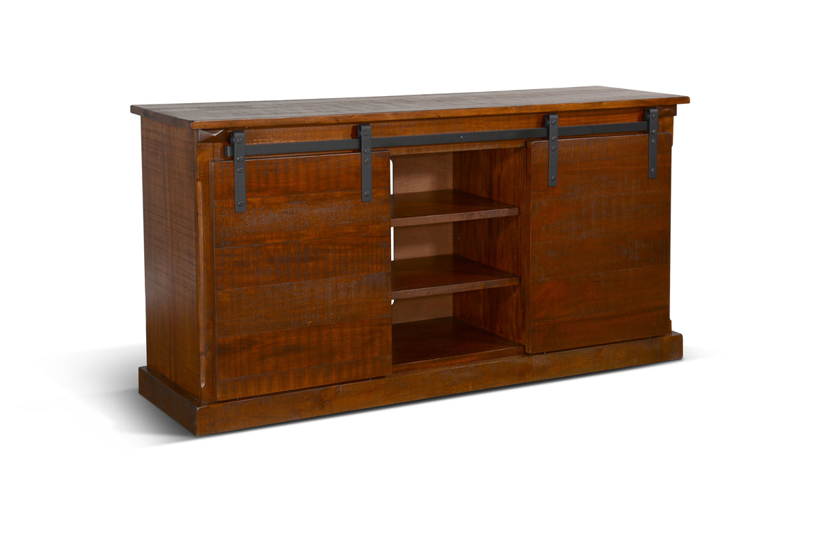 Santa Fe - TV Console With Barn Door - Dark Chocolate - Premium TV Stands from Sunny Designs - Just $1098! Shop now at brett interiors