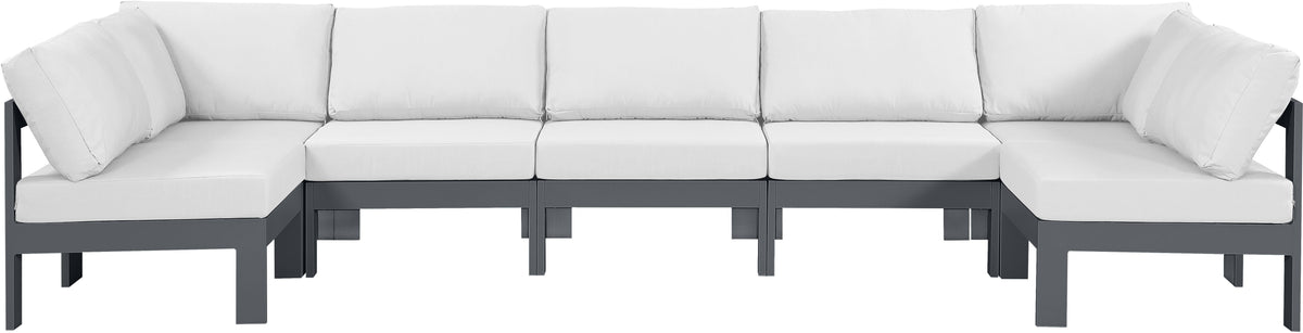 Nizuc - Outdoor Patio Modular Sectional 7 Piece - White - Modern & Contemporary - Premium Stationary Sectionals from Meridian Furniture - Just $6237.50! Shop now at brett interiors