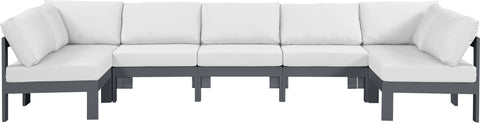 Nizuc - Outdoor Patio Modular Sectional 7 Piece - White - Modern & Contemporary - Premium Stationary Sectionals from Meridian Furniture - Just $6237.50! Shop now at brett interiors