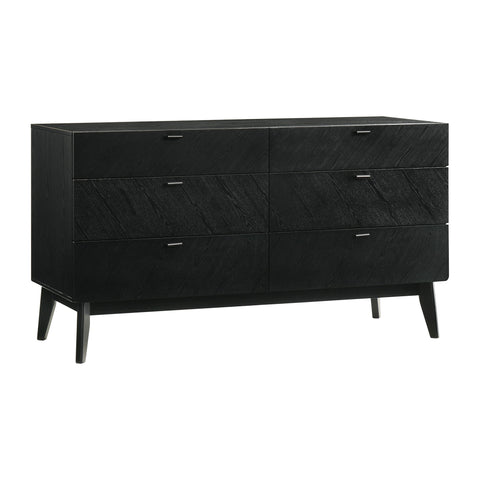 Petra - 6 Drawer Wood Dresser - Black - Premium Dressers from Armen Living - Just $975! Shop now at brett interiors