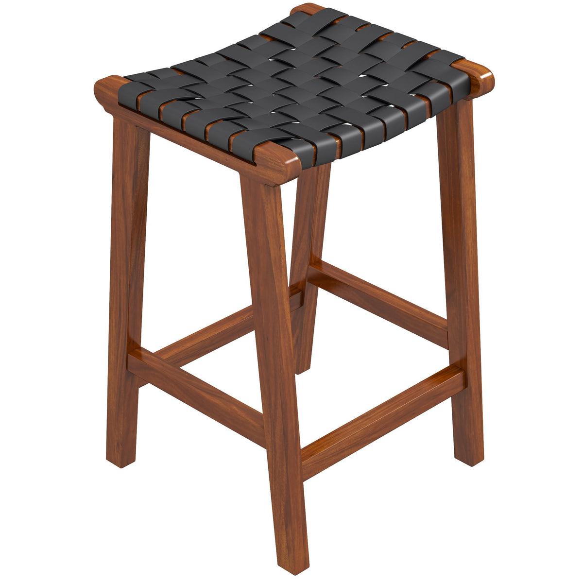 James - Mid-Century Modern Genuine Leather Bar Stool - Black - Premium Bar Height (28"-30") from Ashcroft Furniture - Just $217! Shop now at brett interiors