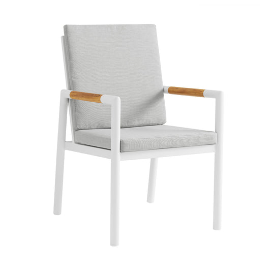 Crown - Outdoor Dining Chair With Light Gray (Set of 2) - White / Teak - Premium Chair Sets from Armen Living - Just $1020! Shop now at brett interiors