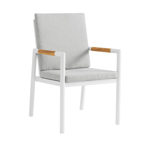 Crown - Outdoor Dining Chair With Light Gray (Set of 2) - White / Teak - Premium Chair Sets from Armen Living - Just $1020! Shop now at brett interiors