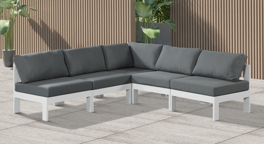 Nizuc - Outdoor Patio Modular Sectional 5 Piece - Grey - Modern & Contemporary - Premium Stationary Sectionals from Meridian Furniture - Just $4412.50! Shop now at brett interiors