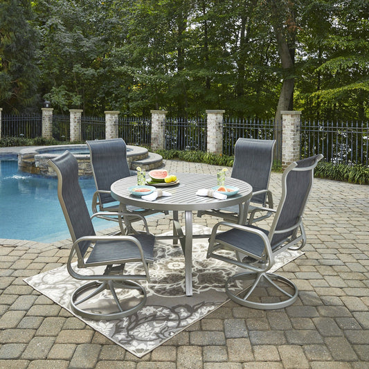 Captiva - 5 Piece Outdoor Dining Set - Metal - Gray - 28.75" - Premium 5 Piece Outdoor Sets from Homestyles - Just $4739.98! Shop now at brett interiors