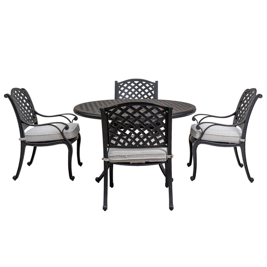 Stylish Outdoor 5 Piece Aluminum Dining Set With Cushion (4 Arm Chairs And Table) - Sandstorm - Premium 5 Piece Outdoor Sets from Gather Craft - Just $2380! Shop now at brett interiors