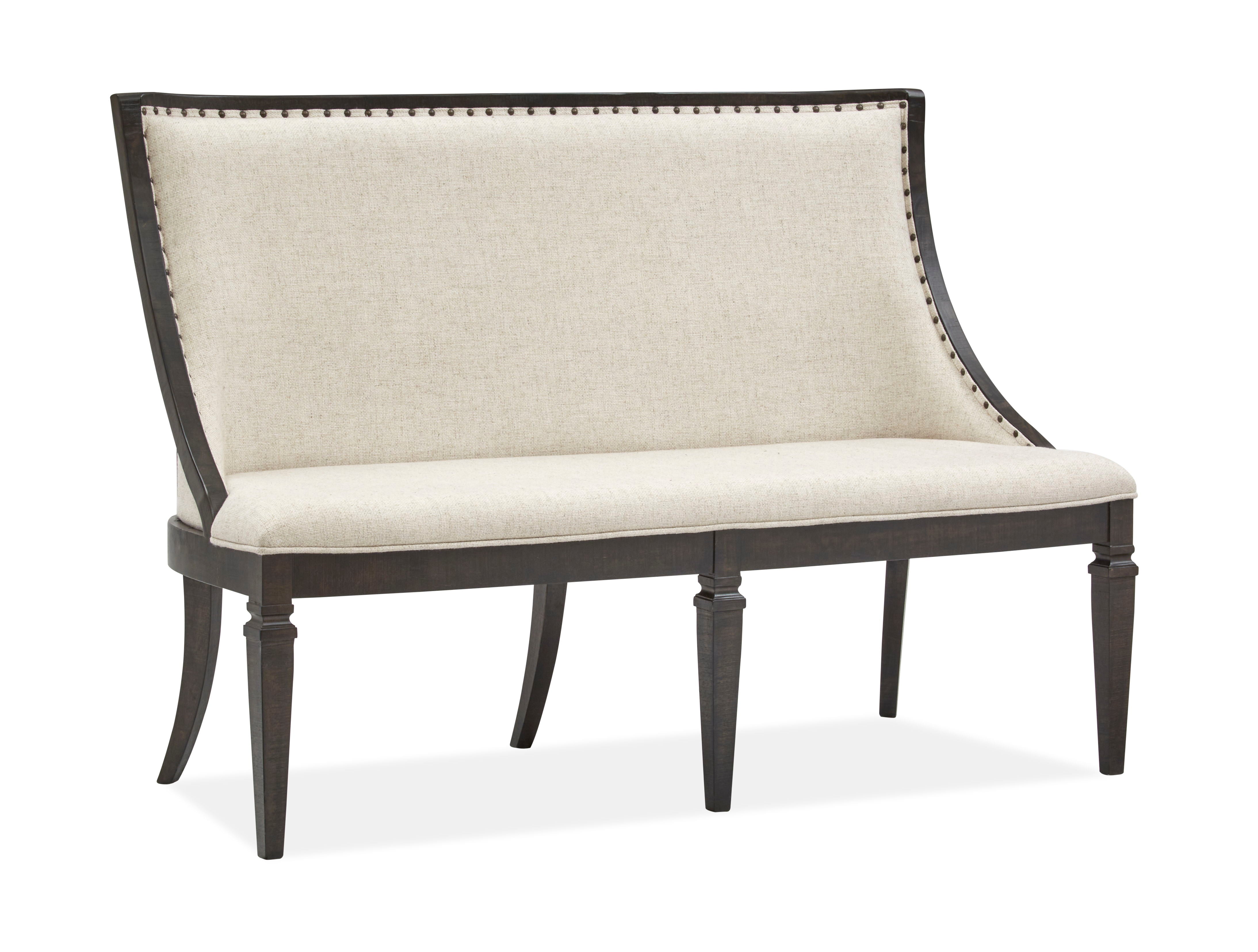 Calistoga - Bench With Upholstered Seat & Back - Weathered Charcoal - Premium Upholstered Benches from Magnussen Furniture - Just $1209! Shop now at brett interiors