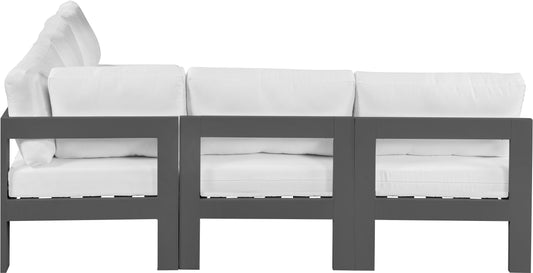 Nizuc - Outdoor Patio Modular Sectional 5 Piece - White - Fabric - Premium Stationary Sectionals from Meridian Furniture - Just $4412.50! Shop now at brett interiors