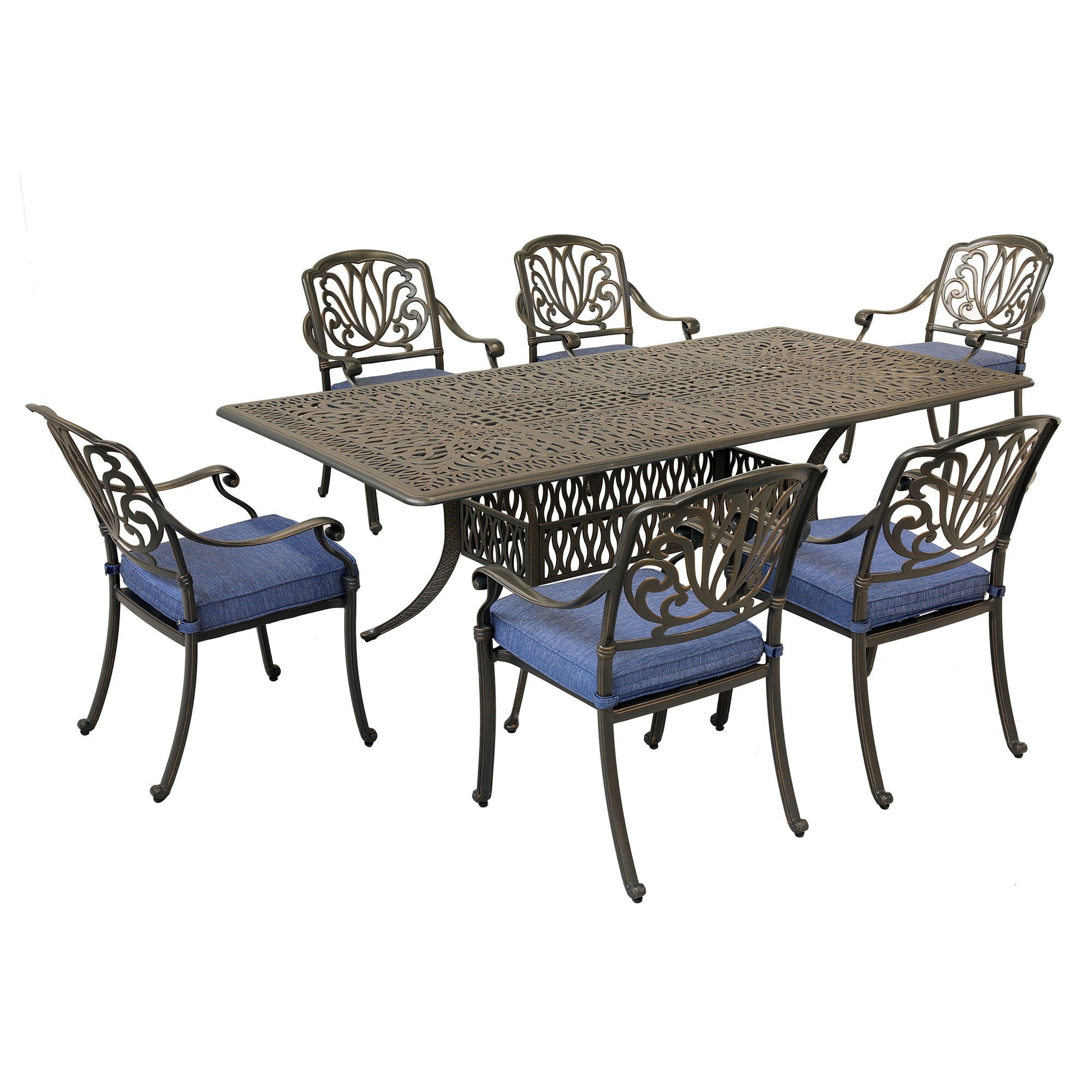 Rectangular 84.2" Long Dining Set With Sunbrella Cushions Gather Craft