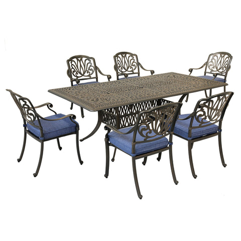 Rectangular 84.2" Long Dining Set With Sunbrella Cushions Gather Craft