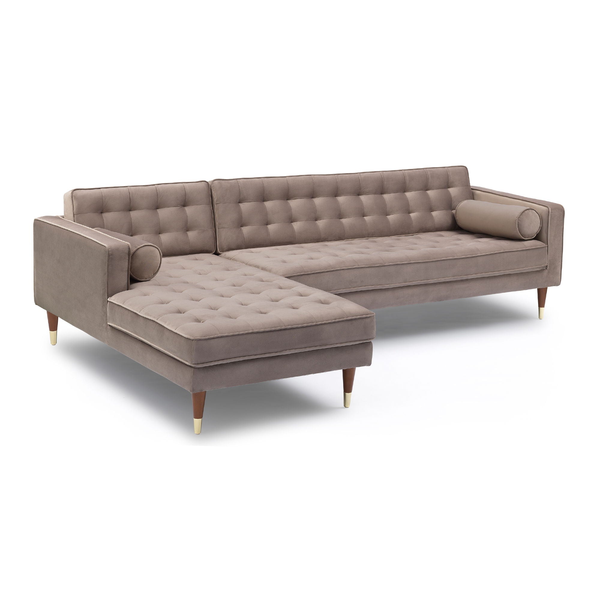 Somerset - Velvet Mid Century - Modern Right Sectional Sofa - Premium Stationary Sectionals from Armen Living - Just $2360! Shop now at brett interiors