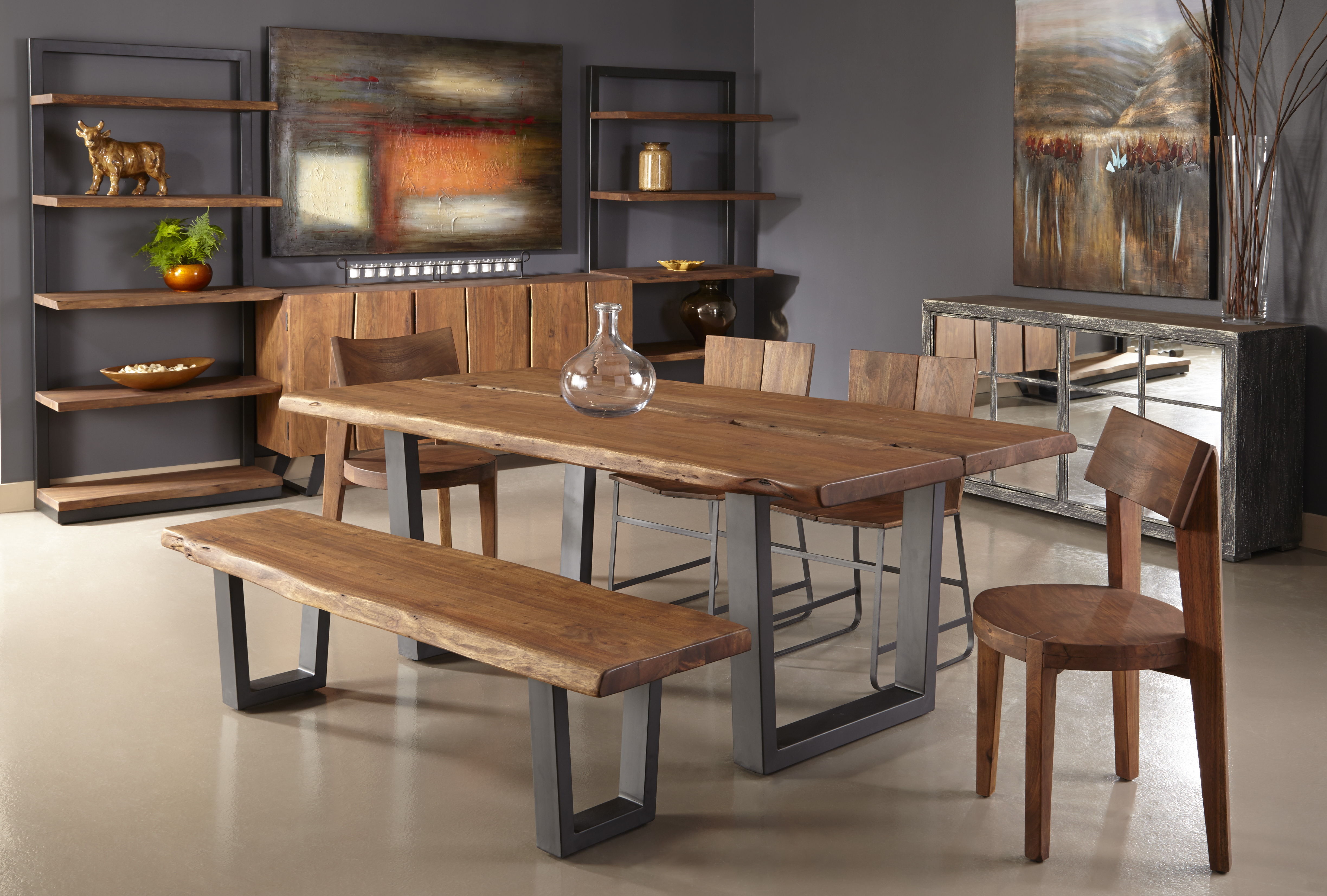 Sequoia - Industrial Style Solid Acacia Wood Table With Live Edge And Iron Legs - Premium Dining Tables from Coast2Coast Home - Just $4950! Shop now at brett interiors