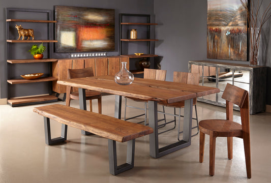 Sequoia - Industrial Style Solid Acacia Wood Table With Live Edge And Iron Legs - Premium Dining Tables from Coast2Coast Home - Just $4950! Shop now at brett interiors