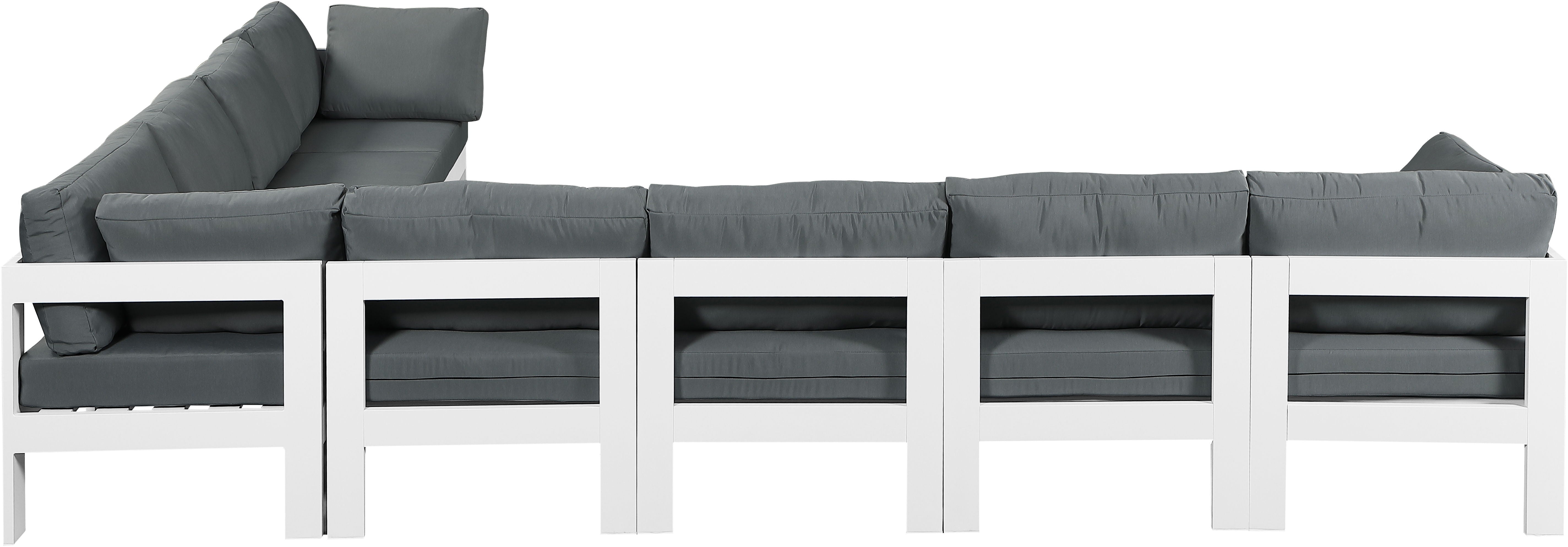 Nizuc - Outdoor Patio Modular Sectional 8 Piece - Grey - Fabric - Premium Stationary Sectionals from Meridian Furniture - Just $7200! Shop now at brett interiors