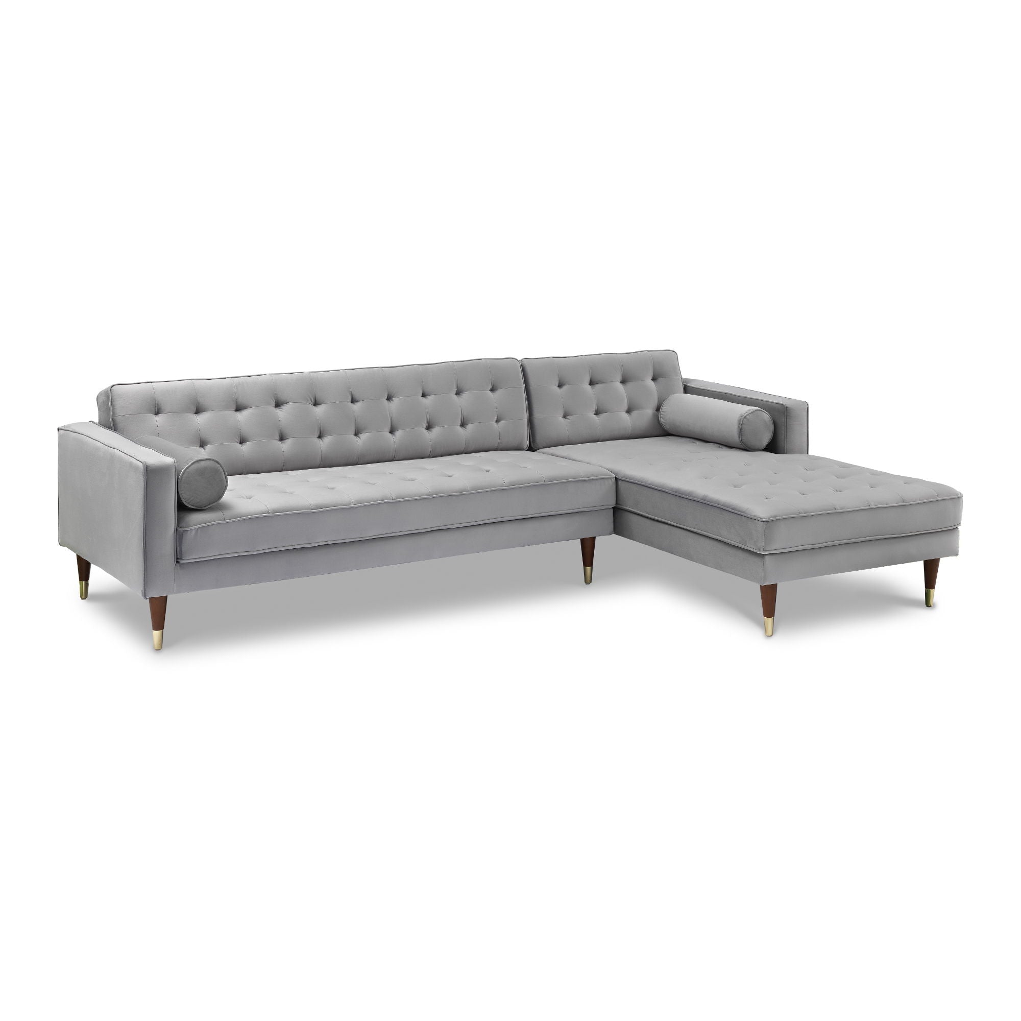 Somerset - Velvet Mid Century - Modern Right Sectional Sofa - Premium Stationary Sectionals from Armen Living - Just $2360! Shop now at brett interiors