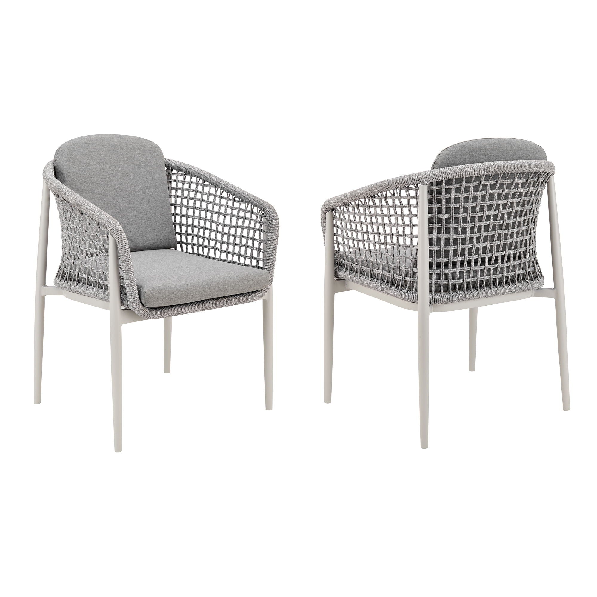 Rhodes - Outdoor Patio Dining Chair (Set of 2) - Light Gray - Premium Chair Sets from Armen Living - Just $1495! Shop now at brett interiors