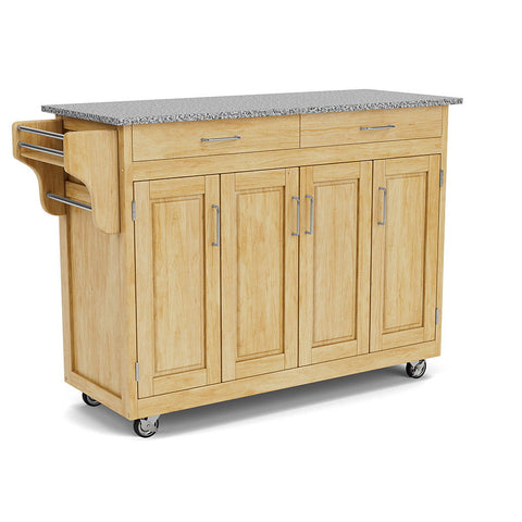 Create-A-Cart - 4 Doors Kitchen Cart - Gray Granite Top - Premium Islands & Carts from Homestyles - Just $1834.98! Shop now at brett interiors