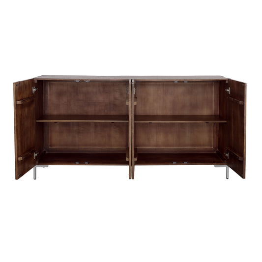 Bahari Chatter - Four Door Credenza - Brown / Silver - Premium Credenzas from Coast2Coast Home - Just $4290! Shop now at brett interiors