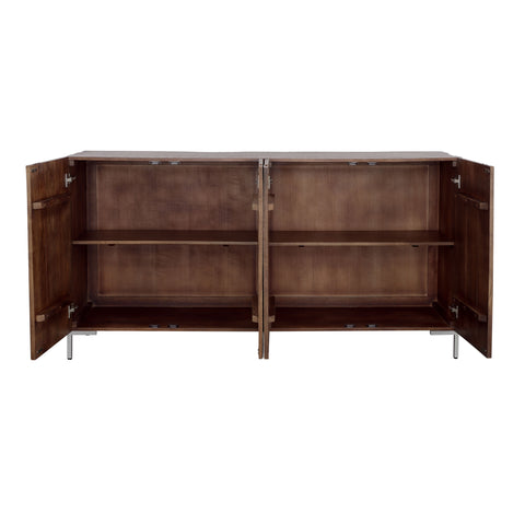 Bahari Chatter - Four Door Credenza - Brown / Silver - Premium Credenzas from Coast2Coast Home - Just $4290! Shop now at brett interiors