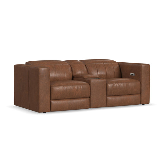 Austin - Power Reclining Loveseat with Console & Power Headrests - Dark Brown - Premium Reclining Loveseats from Flexsteel - Just $4187.50! Shop now at brett interiors