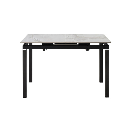 Giana - Extendable Dining Table Stone And Metal - Gray / Black - Premium Dining Tables with Extensions from Armen Living - Just $1367.50! Shop now at brett interiors