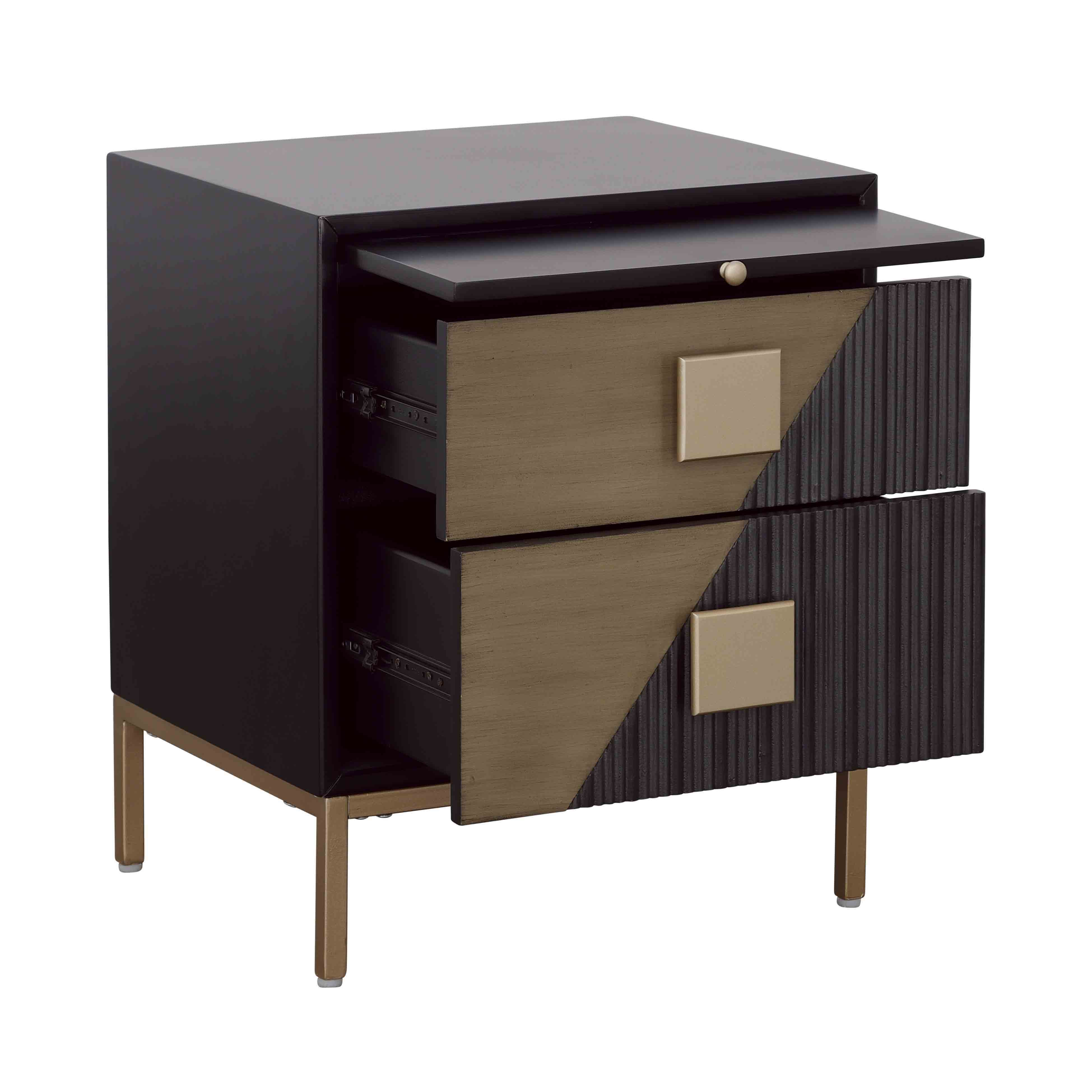 Two Drawer Chairside With Pullout Shelf - Midnight Hour / Champagne - Premium Accent Chests from Coast2Coast Home - Just $1402.50! Shop now at brett interiors