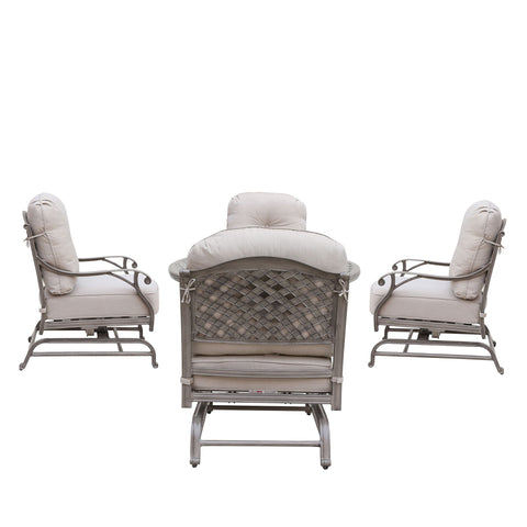 5 Piece Cast Aluminum Chat Fire Pit Set With Cushion - Gray Ash - Premium 5 Piece Outdoor Sets from Gather Craft - Just $4579! Shop now at brett interiors