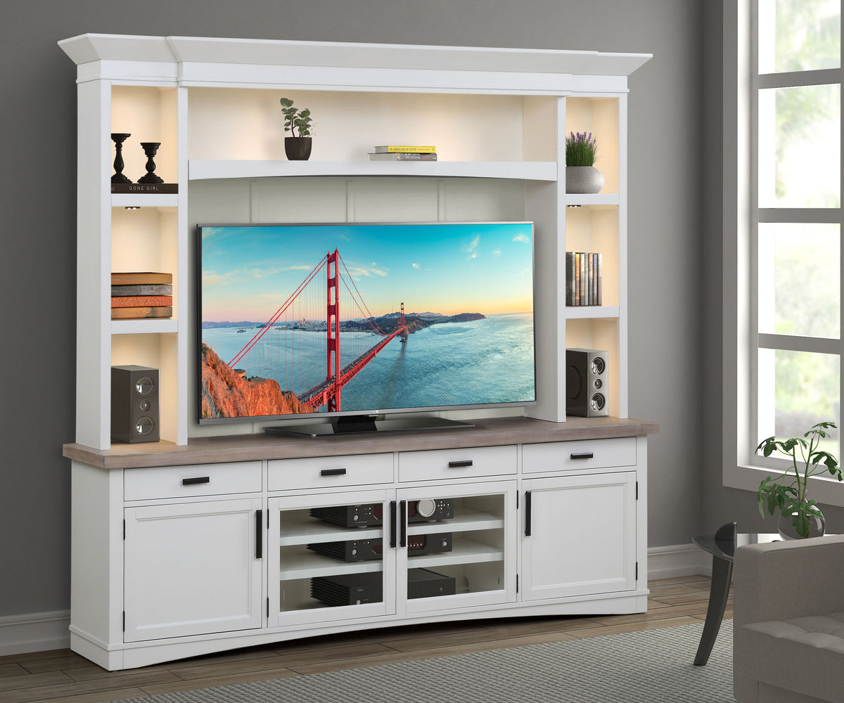 Americana Modern - TV Console with Hutch, Backpanel and LED Lights - Premium Entertainment Centers from Parker House - Just $2372.50! Shop now at brett interiors