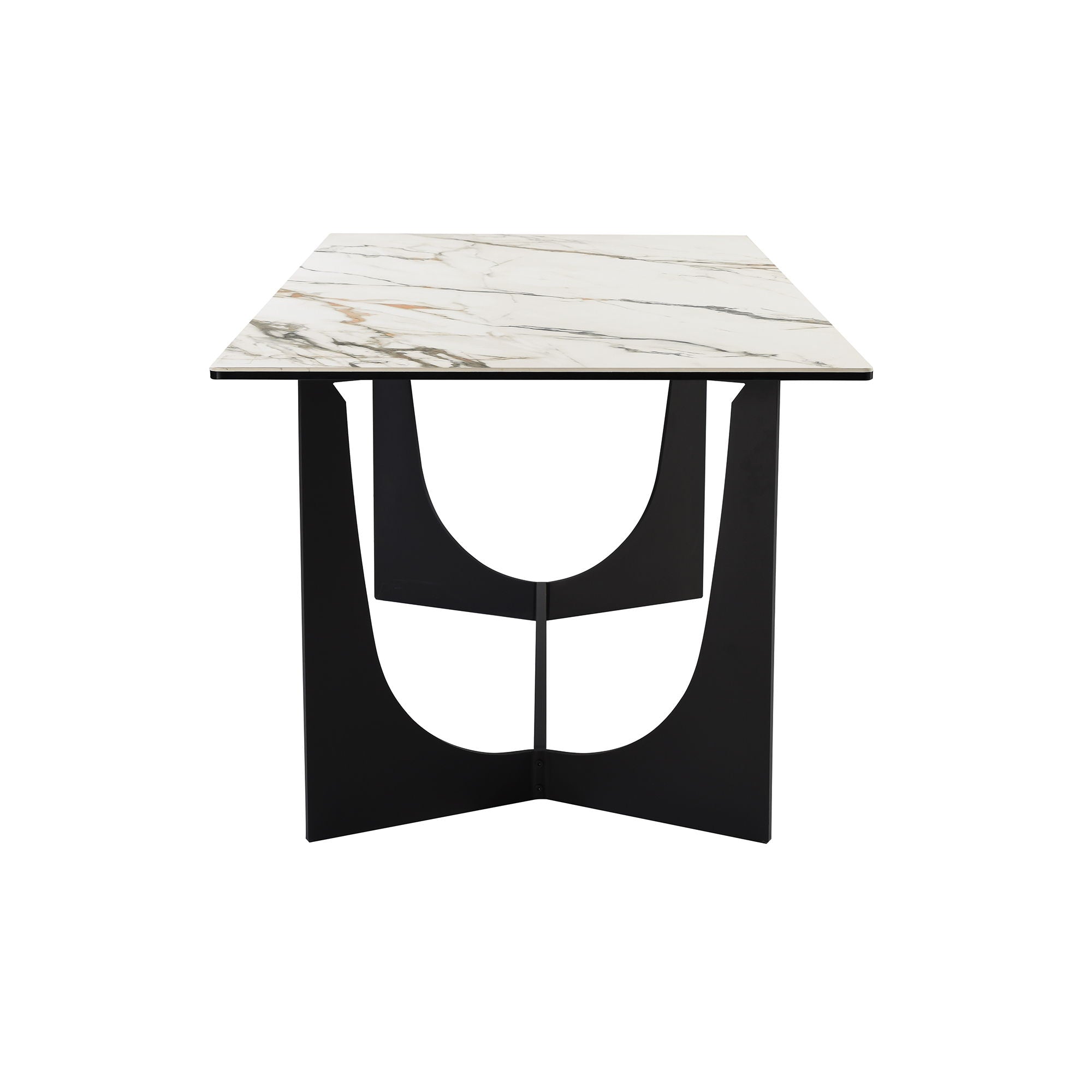 Esme - Dining Table Stone And Metal - Gray / Black - Premium Dining Tables from Armen Living - Just $2240! Shop now at brett interiors