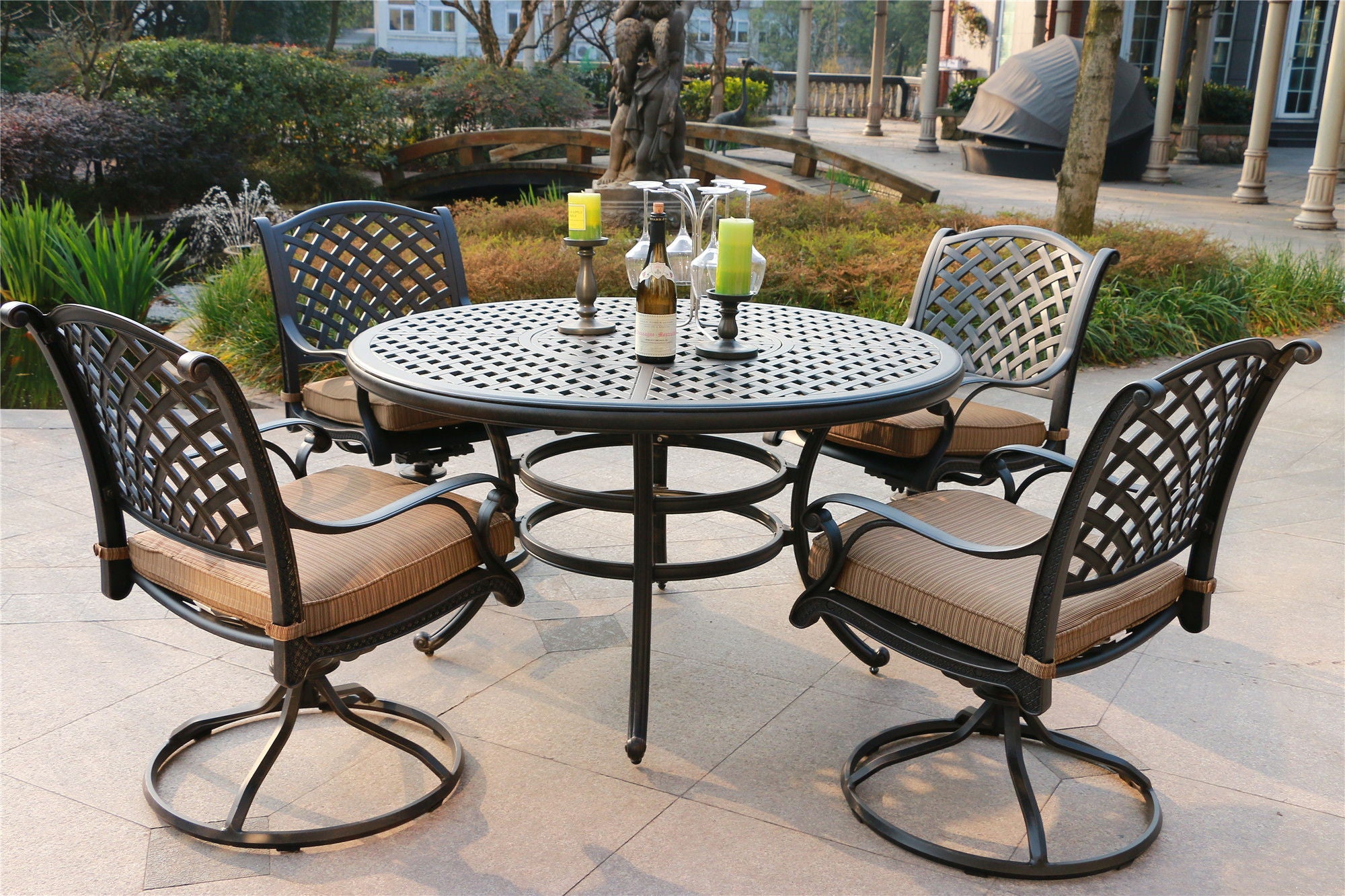 Round 4 Person 51.97" Long Dining Set With Cushions - Premium 5 Piece Outdoor Sets from Gather Craft - Just $2352! Shop now at brett interiors