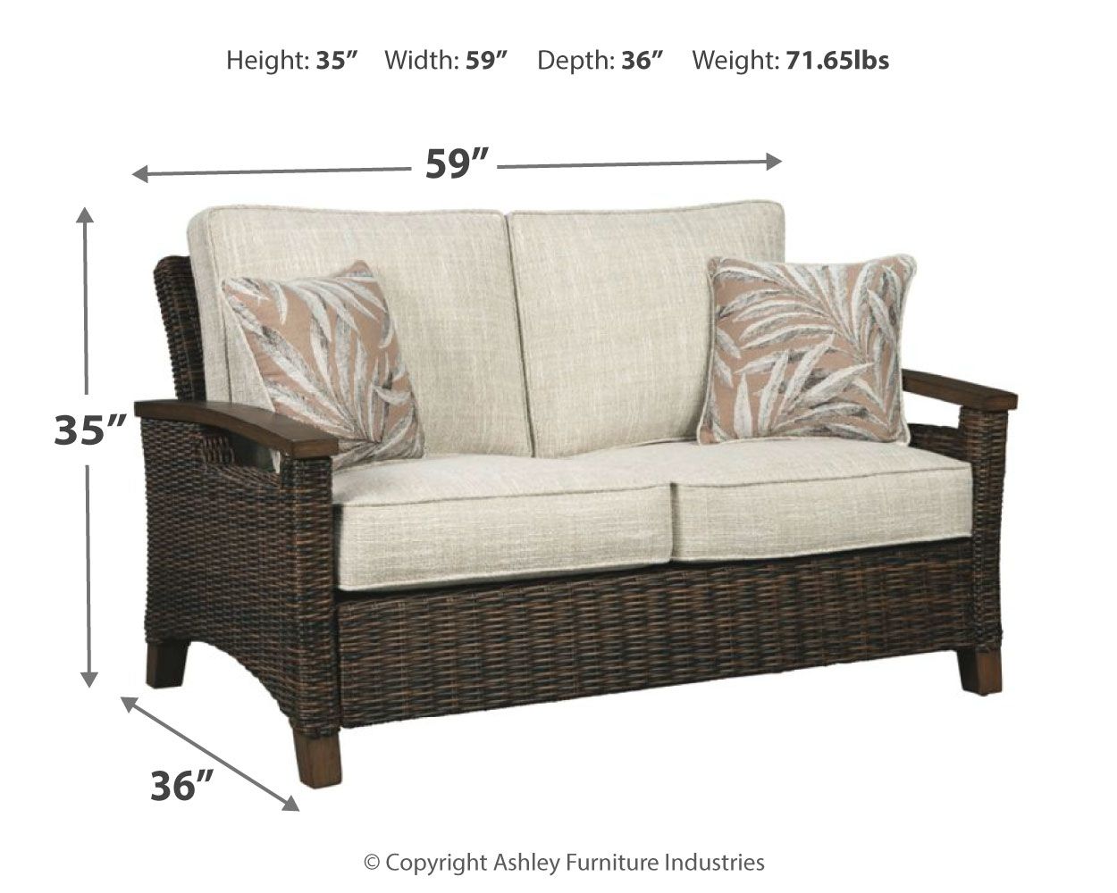 Paradise - Medium Brown - Loveseat W/Cushion Ashley Furniture