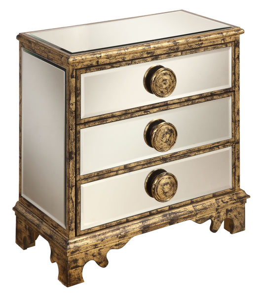 Lusk - Three Drawer Chest - Azen Mirror / Antique Gold - Premium Accent Chests from Coast2Coast Home - Just $3052.50! Shop now at brett interiors