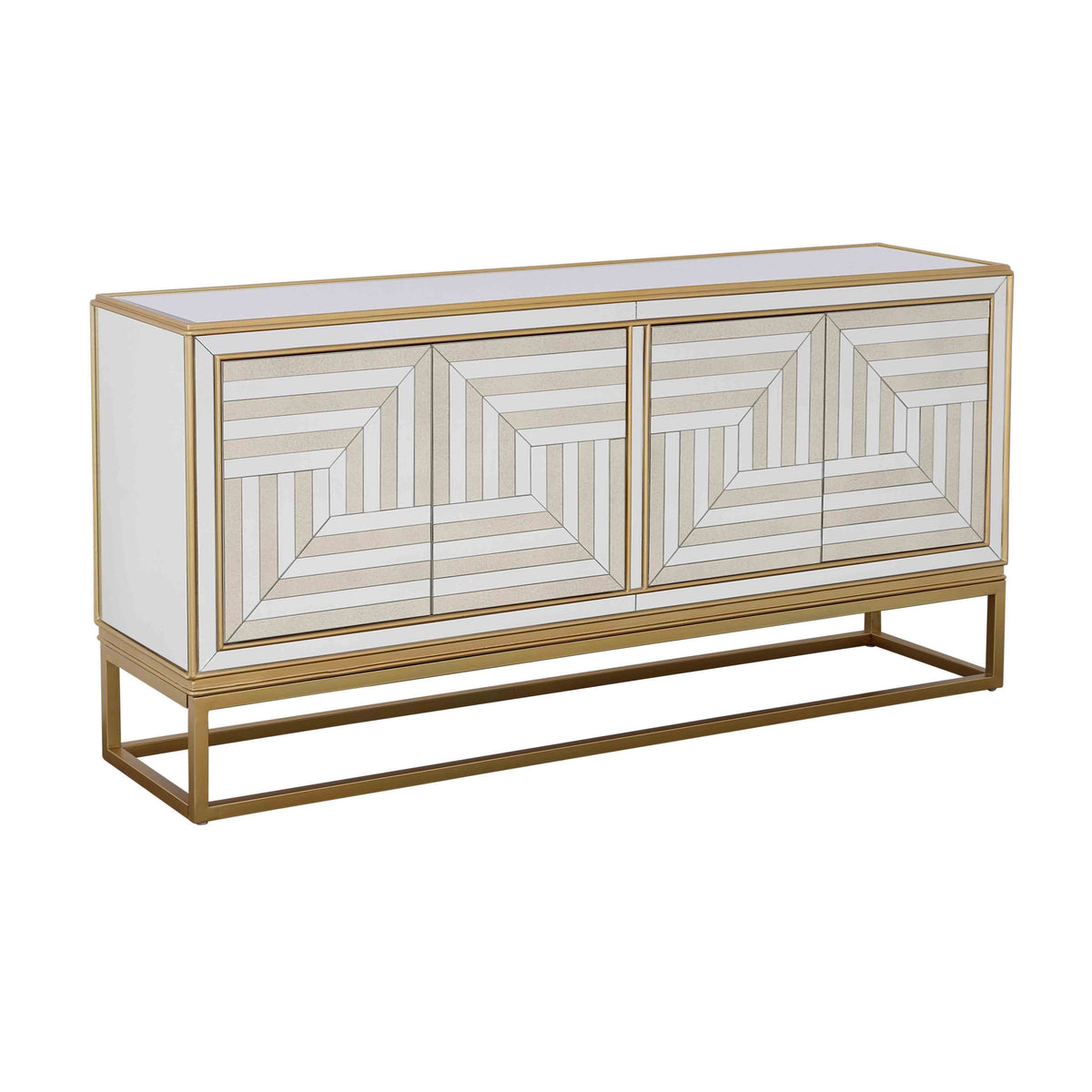 Fostoria - Four Door Credenza - Gold / Mirror - Premium Credenzas from Coast2Coast Home - Just $4042.50! Shop now at brett interiors