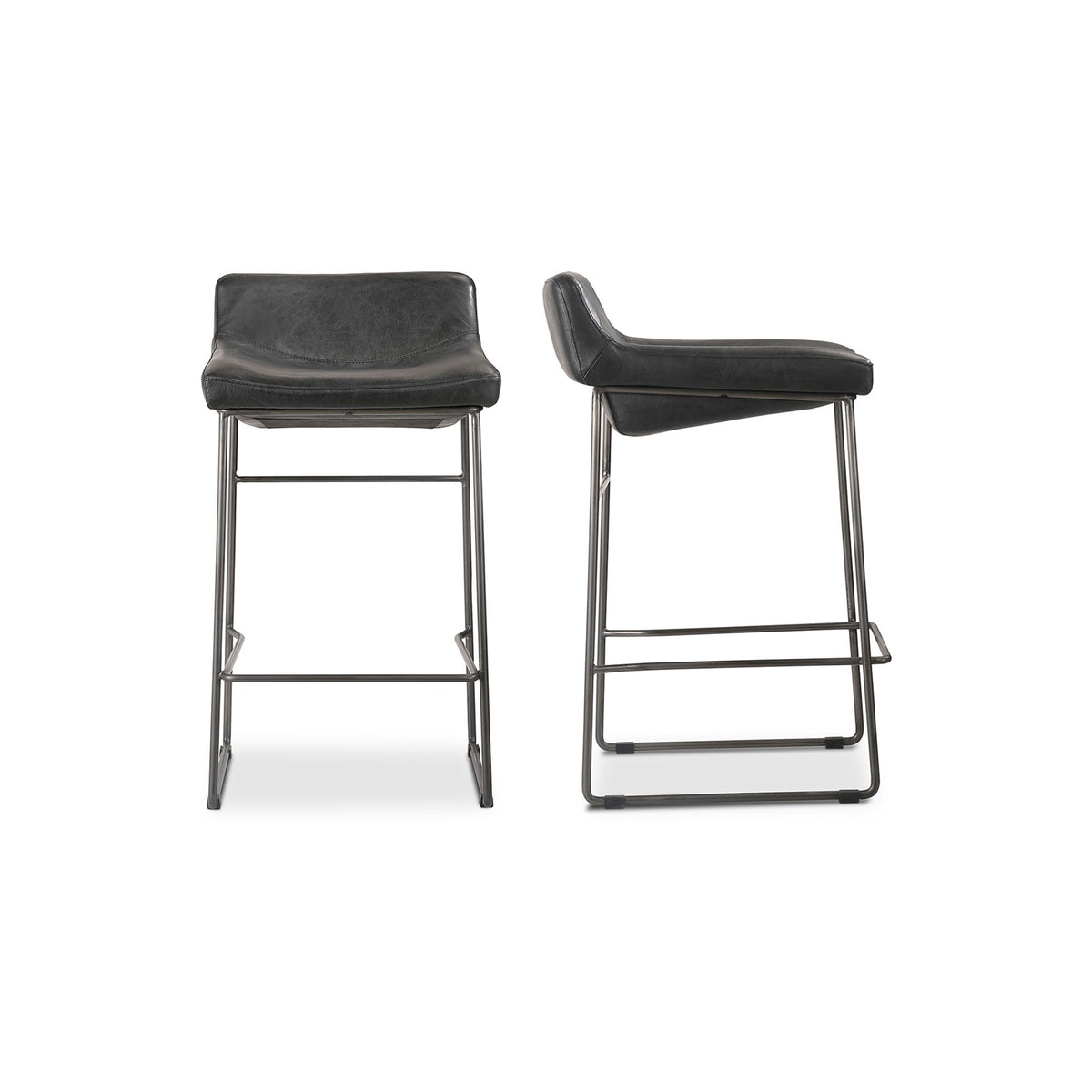 Starlet - Counter Stool Stool Leather (Set of 2) - Onyx Black - Premium Stool Sets from Moe's Home Collection - Just $3372.50! Shop now at brett interiors