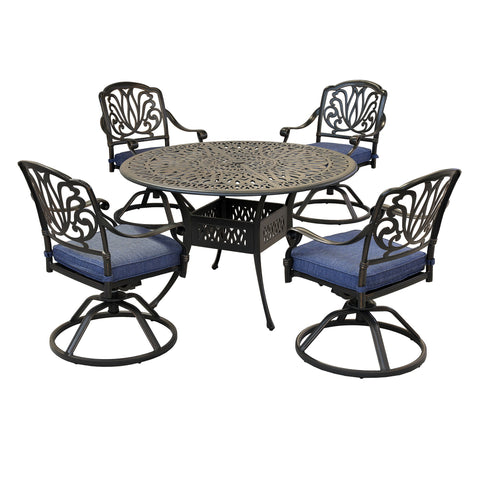 Round 48.03" Long Aluminum Dining Set With Cushions - Premium 5 Piece Outdoor Sets from Gather Craft - Just $2408! Shop now at brett interiors