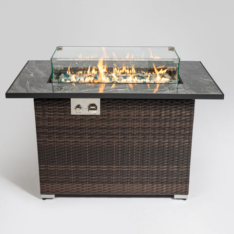 44" Outdoor Fire Pit Table, Propane Fire Table With Ceramic Tabletop Gas Fire Table - Espresso - Premium Fire Pits from AS Outdoor Heating - Just $631! Shop now at brett interiors