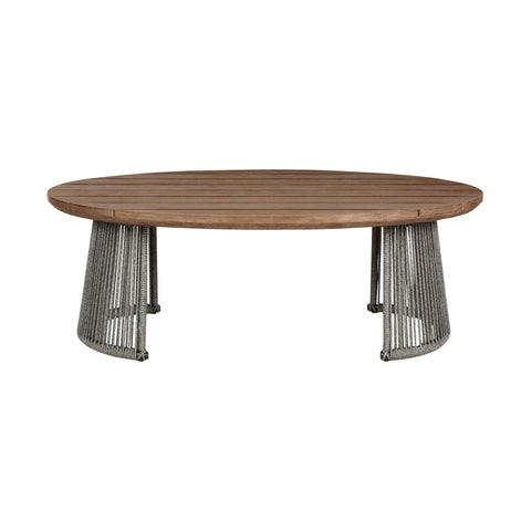 Benicia - Outdoor Patio Oval Coffee Table - Weathered Eucalyptus / Gray - Premium Coffee Tables from Armen Living - Just $732.50! Shop now at brett interiors