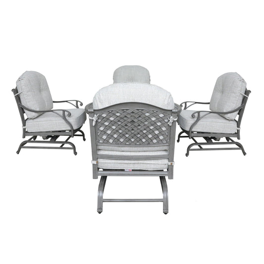 Outdoor 5 Piece Aluminum Chat High Fire Pit Set With Cushion - Golden Gauze - Premium 5 Piece Outdoor Sets from Gather Craft - Just $4579! Shop now at brett interiors