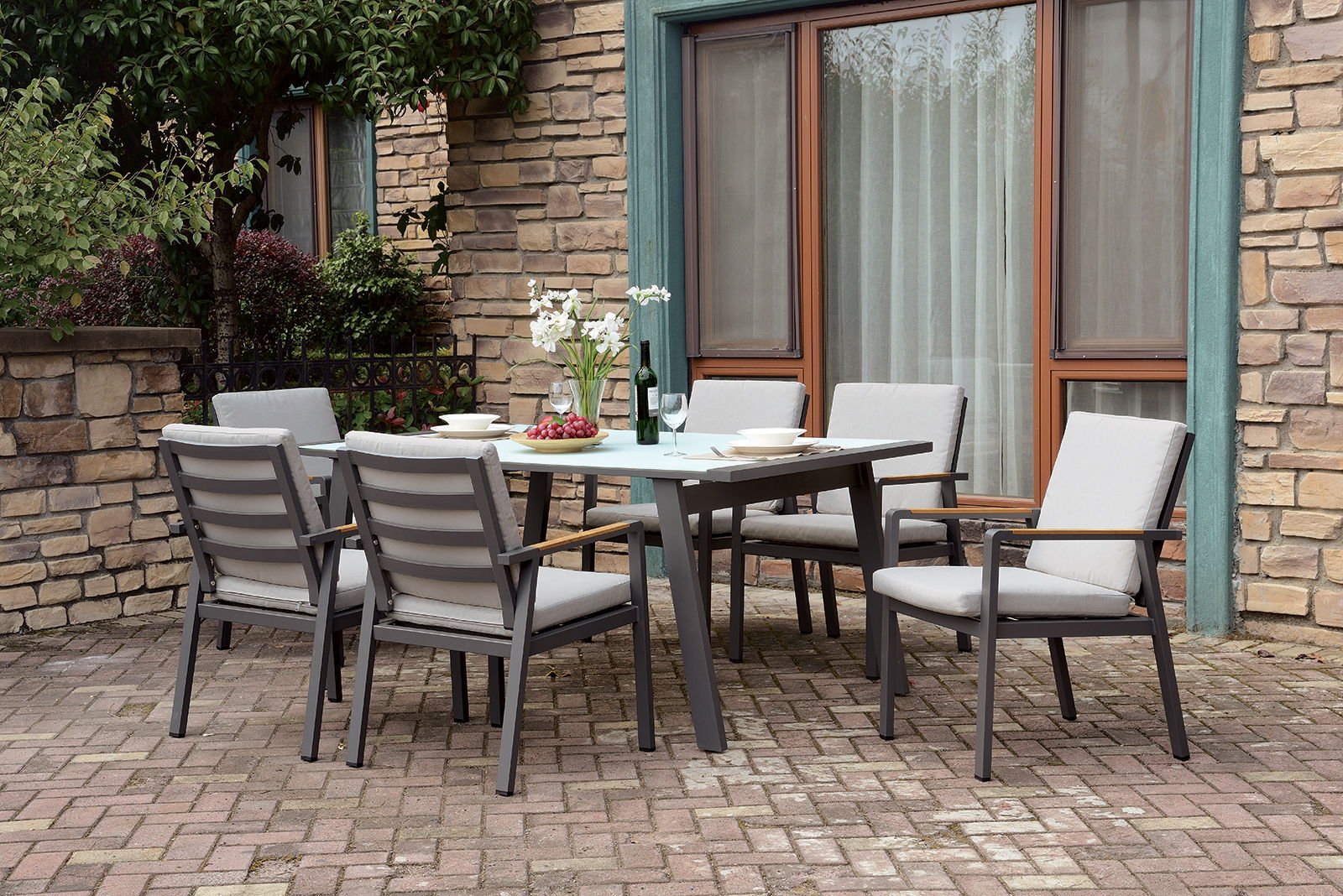 Alycia - Patio Table - White / Gray - Premium Dining Tables from Furniture of America - Just $577.50! Shop now at brett interiors