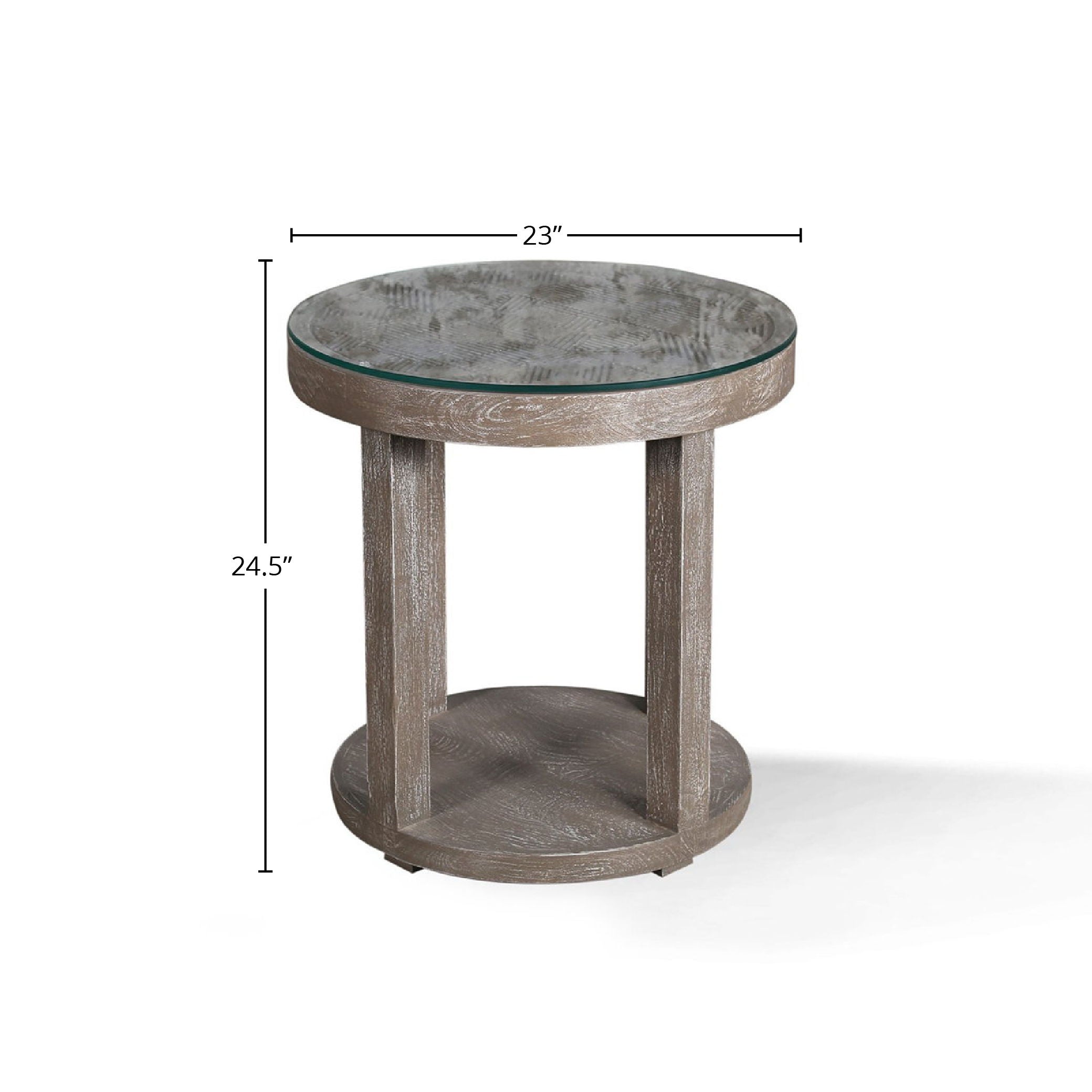 Crossings Serengeti - Round End Table with Glass Top - Sandblasted Fossil Grey - Premium End Tables from Parker House - Just $412.50! Shop now at brett interiors