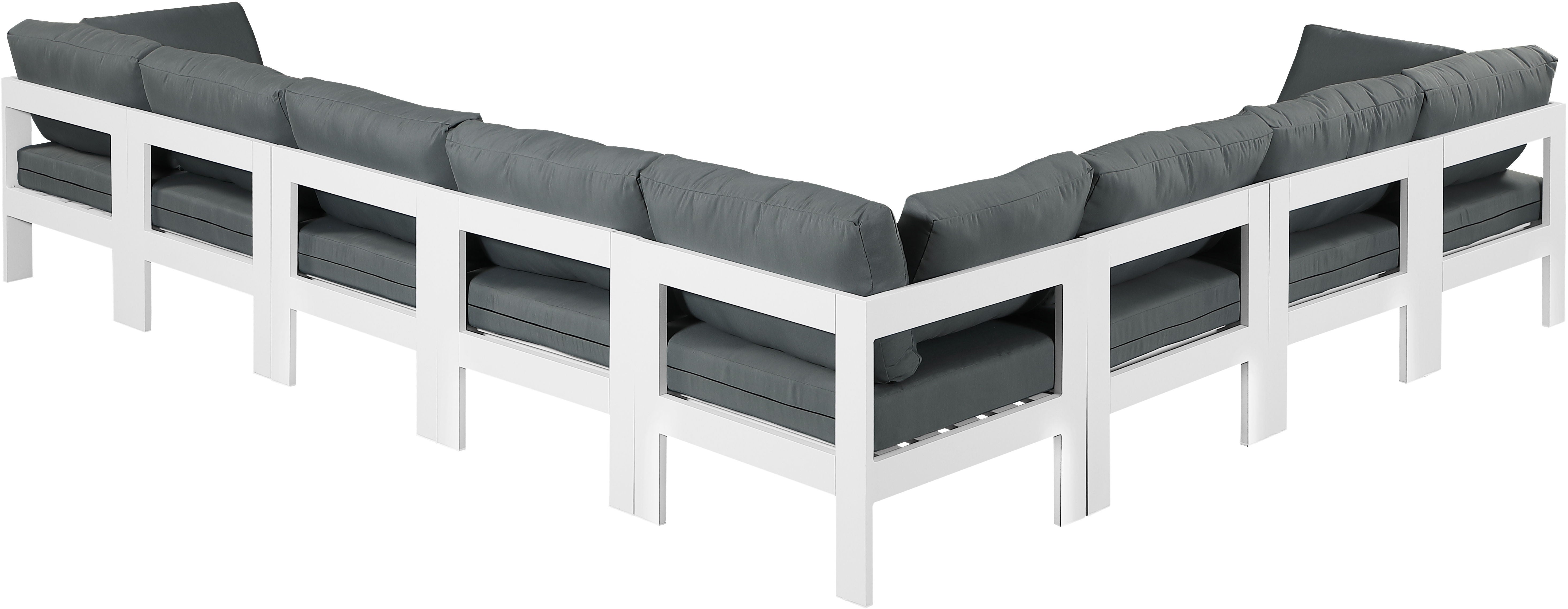 Nizuc - Outdoor Patio Modular Sectional 8 Piece - Grey - Fabric - Premium Stationary Sectionals from Meridian Furniture - Just $7200! Shop now at brett interiors