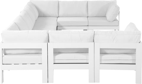 Nizuc - Outdoor Patio Modular Sectional 9 Piece - White - Premium Stationary Sectionals from Meridian Furniture - Just $8162.50! Shop now at brett interiors